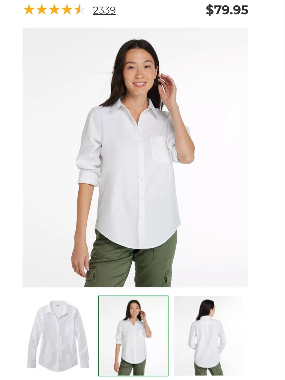 L.L. Bean Women's White Button-Down Shirt